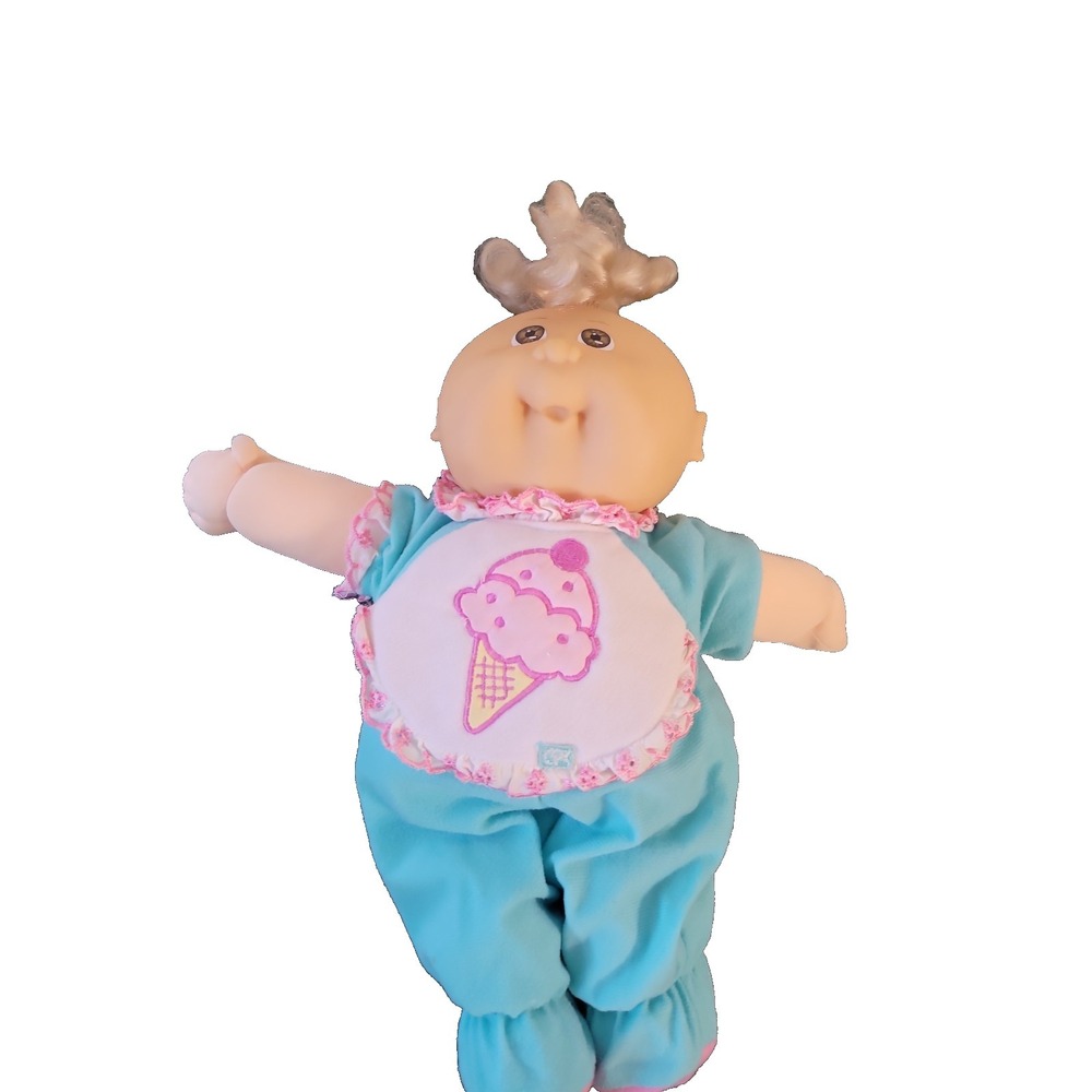 Cabbage Patch Kids 14.5" Blonde Hair brn Eye Girl Baby Doll ice cream cone suit